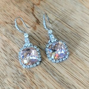 Champagne Pink Crystal Drop Earrings